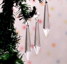 Handmade Glass Crystal Prism Chaindelier Ornaments in Set of 20